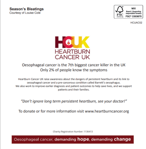 reverse of charity christmas card