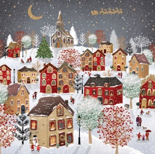 hcuk charity christmas card christmas eve village