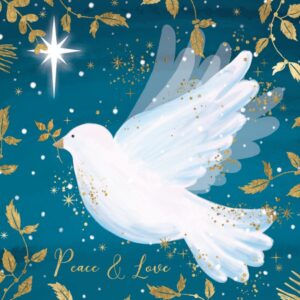 Golden Peace and Love Dove - Pack of 10 Charity Christmas Cards